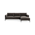 New Standard Sofa with Chaise by Blu Dot in Storm Velvet with Black legs, right-facing, upholstery detail