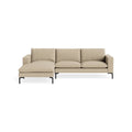 New Standard Sofa with Chaise by Blu Dot in Kelso Camel with Black legs, left-facing, upholstery detail