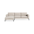 New Standard Sofa with Chaise by Blu Dot in Landa Stone with Black legs, left-facing, upholstery detail