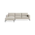 New Standard Sofa with Chaise by Blu Dot in Kelso Sand with Black legs, left-facing, upholstery detail