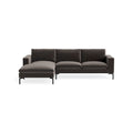 New Standard Sofa with Chaise by Blu Dot in Storm Velvet with Black legs, left-facing, upholstery detail