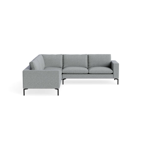 New Standard Sectional Sofa by Blu Dot in Kvadrat Guest Grey Blue with Black legs, left-facing, upholstery detail