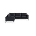 New Standard Sectional Sofa by Blu Dot in Granite Leather with Black legs, left-facing, upholstery detail