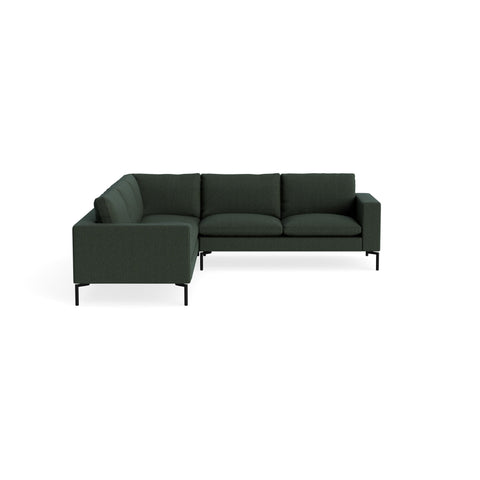 New Standard Sectional Sofa by Blu Dot in Vos Evergreen with Black legs, left-facing, upholstery detail