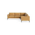 New Standard Sectional Sofa by Blu Dot in Camel Leather with Black legs, right-facing, upholstery detail