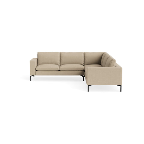 New Standard Sectional Sofa by Blu Dot in Kelso Camel with Black legs, right-facing, upholstery detail