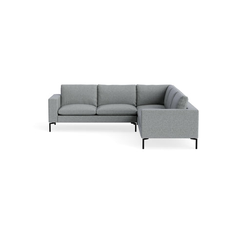 New Standard Sectional Sofa by Blu Dot in Kvadrat Guest Grey Blue with Black legs, right-facing, upholstery detail