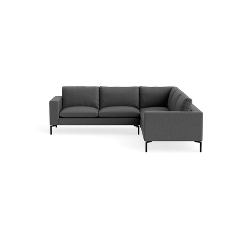New Standard Sectional Sofa by Blu Dot in Gabro Grey with Black legs, right-facing, upholstery detail