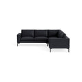 New Standard Sectional Sofa by Blu Dot in Granite Leather with Black legs, right-facing, upholstery detail