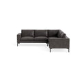 New Standard Sectional Sofa by Blu Dot in Slate Leather with Black legs, right-facing, upholstery detail