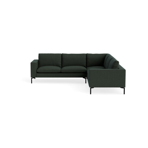 New Standard Sectional Sofa by Blu Dot in Vos Evergreen with Black legs, right-facing, upholstery detail