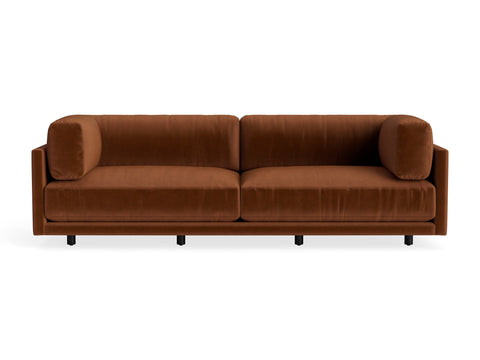 Sunday 102" Sofa by Blu Dot, three-seat with bolster cushions, in Copper Velvet