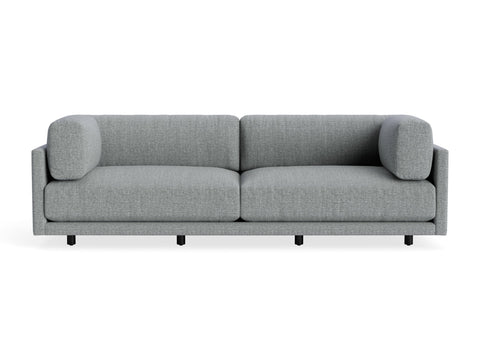 Sunday 102" Sofa by Blu Dot, three-seat with bolster cushions, in Kvadrat Guest Grey Blue