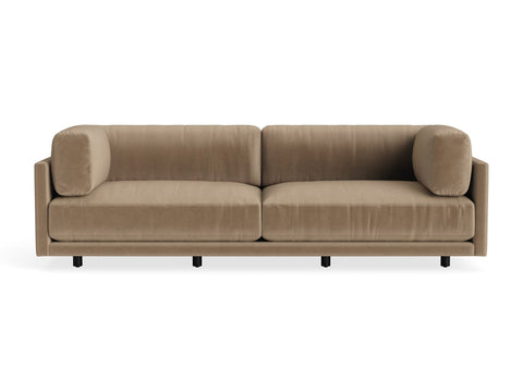 Sunday 102" Sofa by Blu Dot, three-seat with bolster cushions, in Camel Velvet