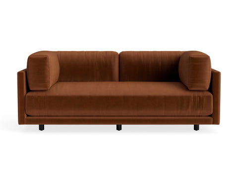Sunday 82" Sofa by Blu Dot in Copper Velvet, three-seat with bolster cushions