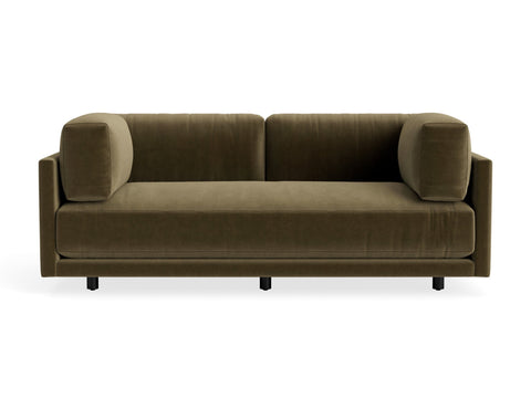 Sunday 82" Sofa by Blu Dot in Moss Velvet, three-seat with bolster cushions
