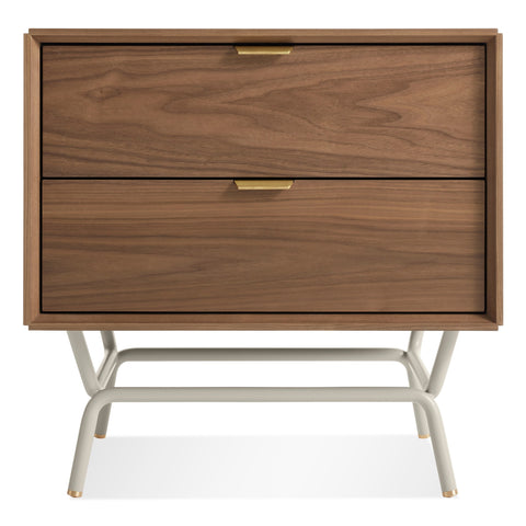 dang 2 door modern nightstand by Blu Dot in walnut and white