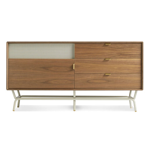 Dang 1 Door / 3 Drawer Console by Blu Dot in walnut and putty grey