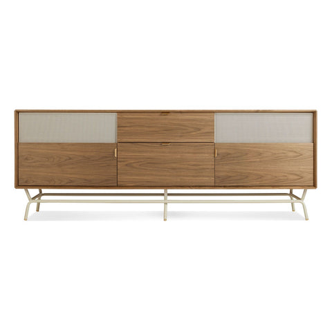 Dang 2 Door / 2 Drawer Console by Blu Dot in walnut and white