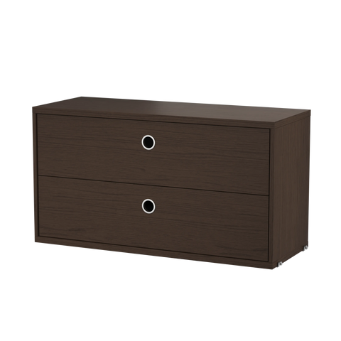 dark oak chest of drawers, 22.8" wide, two drawers for String® System modular shelving