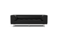 Front view of Delphi Sofa 2-seater in black leather upholstery with chrome base – contemporary Danish furniture