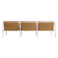 Dog Days Outdoor 3 Seat Sofa by Blu Dot in Sunbrella Blush / White, rear view showing all-weather rattan back panel