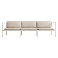 Dog Days Outdoor 3 Seat Sofa by Blu Dot, aluminum frame and all-weather rattan in Sunbrella Linen / Charcoal, front view