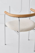 DK3 Baia Chair, close view of the oak back over Balmoral White 02 upholstery