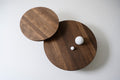 DK3 Groove Coffee Table in smoked oak, two round tops seen from above