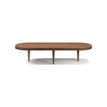 DK3 Groove Coffee Table Oval in Smoked Oak, oval solid oak coffee table with a grooved edge and tapered legs, side view on white
