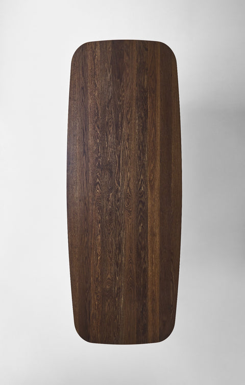 DK3 Kia's Table in smoked oak seen from above, showing the solid wood top