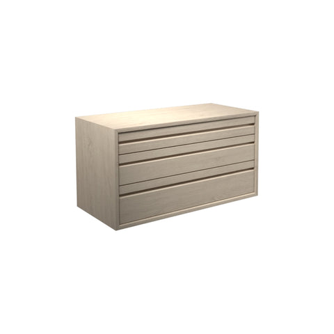 DK3 Royal System cabinet with three drawers and a wood front in soaped oak, on a white background