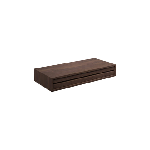 DK3 Royal System desk cabinet with one drawer in lacquered walnut, on a white background