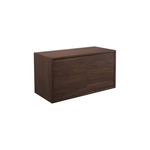 DK3 Royal System cabinet with two push doors and a wood front in walnut, on a white background