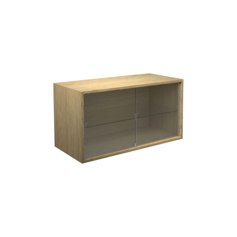 DK3 Royal System cabinet with two sliding glass doors in oiled oak, on a white background
