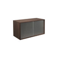 DK3 Royal System cabinet with two sliding rippled glass doors in smoked oak, on a white background
