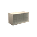DK3 Royal System cabinet with two sliding rippled glass doors in soaped oak, on a white background