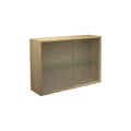 DK3 Royal System tall cabinet with two sliding glass doors in oiled oak, on a white background