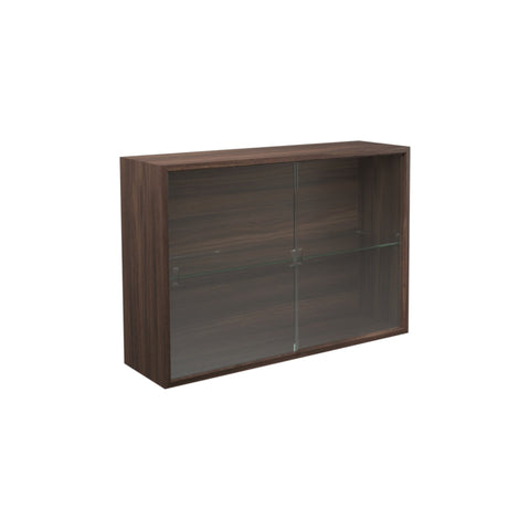 DK3 Royal System tall cabinet with two sliding glass doors in smoked oak, on a white background