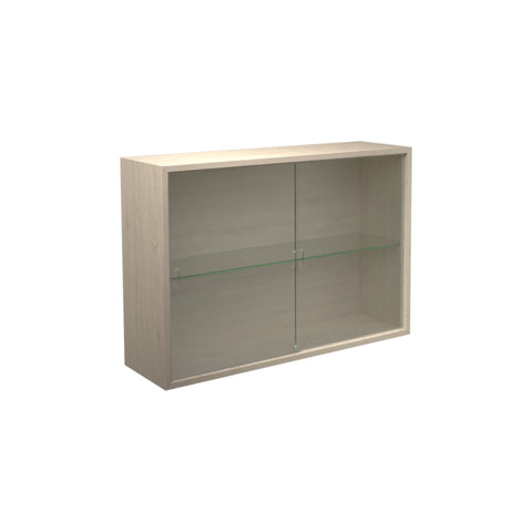 DK3 Royal System tall cabinet with two sliding glass doors in soaped oak, on a white background