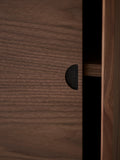 DK3 Royal System walnut cabinet with a sliding door open, close view