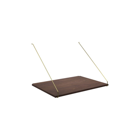 DK3 Royal System desk shelf, 31.5" wide and 23.6" deep in lacquered walnut, on a white background