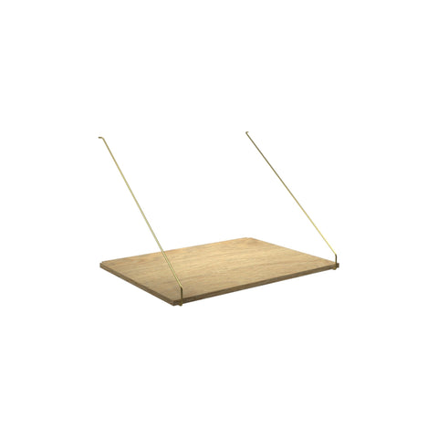 DK3 Royal System desk shelf, 31.5" wide and 23.6" deep in oiled oak, on a white background