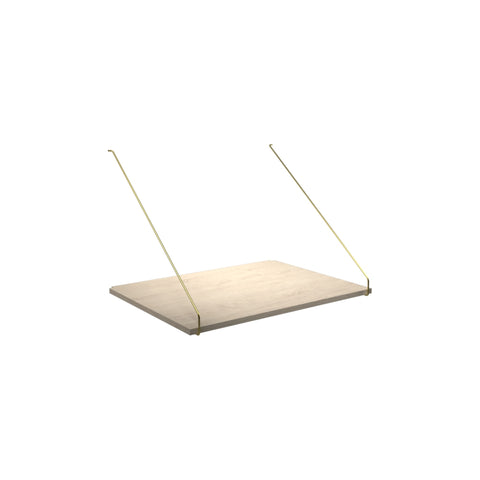 DK3 Royal System desk shelf, 31.5" wide and 23.6" deep in soaped oak, on a white background