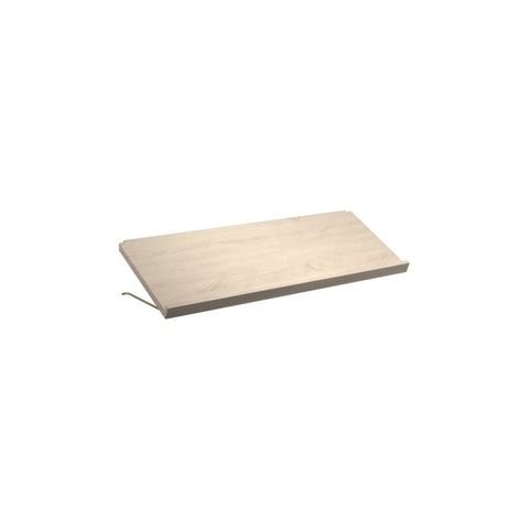 DK3 Royal System magazine shelf with an angled front, 31.5" wide in soaped oak, on a white background