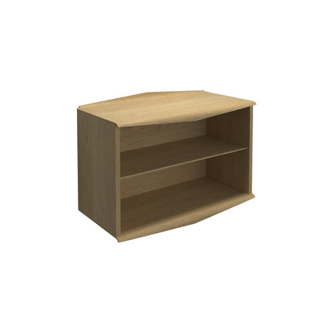 DK3 System Ultra open cabinet with an adjustable shelf in oiled oak, on a white background