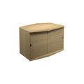 DK3 System Ultra cabinet with two sliding doors and a wood front in oiled oak, on a white background