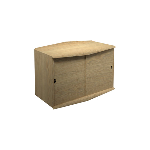 DK3 System Ultra cabinet with two sliding doors and a wood front in oiled oak, on a white background