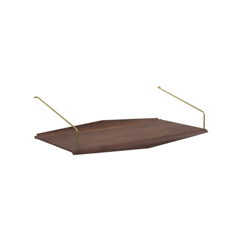 DK3 System Ultra shelf, 28.3" wide and 13.8" deep in walnut, on a white background