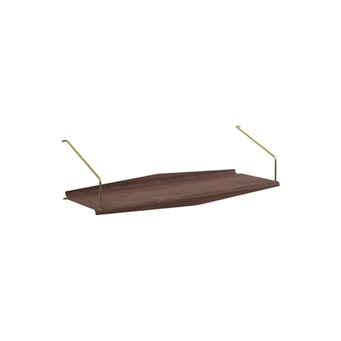 DK3 System Ultra shelf, 28.3" wide and 8.7" deep in walnut, on a white background